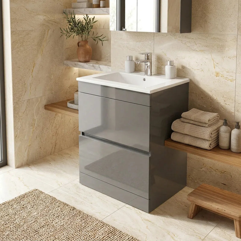 Pemberton 600mm Grey Freestanding Vanity Unit