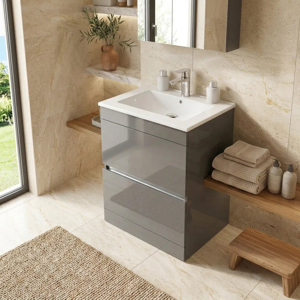 Pemberton 600mm Grey Freestanding Vanity Unit