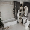 Ethan P-Shaped Shower Bath Suite — Basin, Pedestal, Toilet, Taps, Shower Valve & Screen