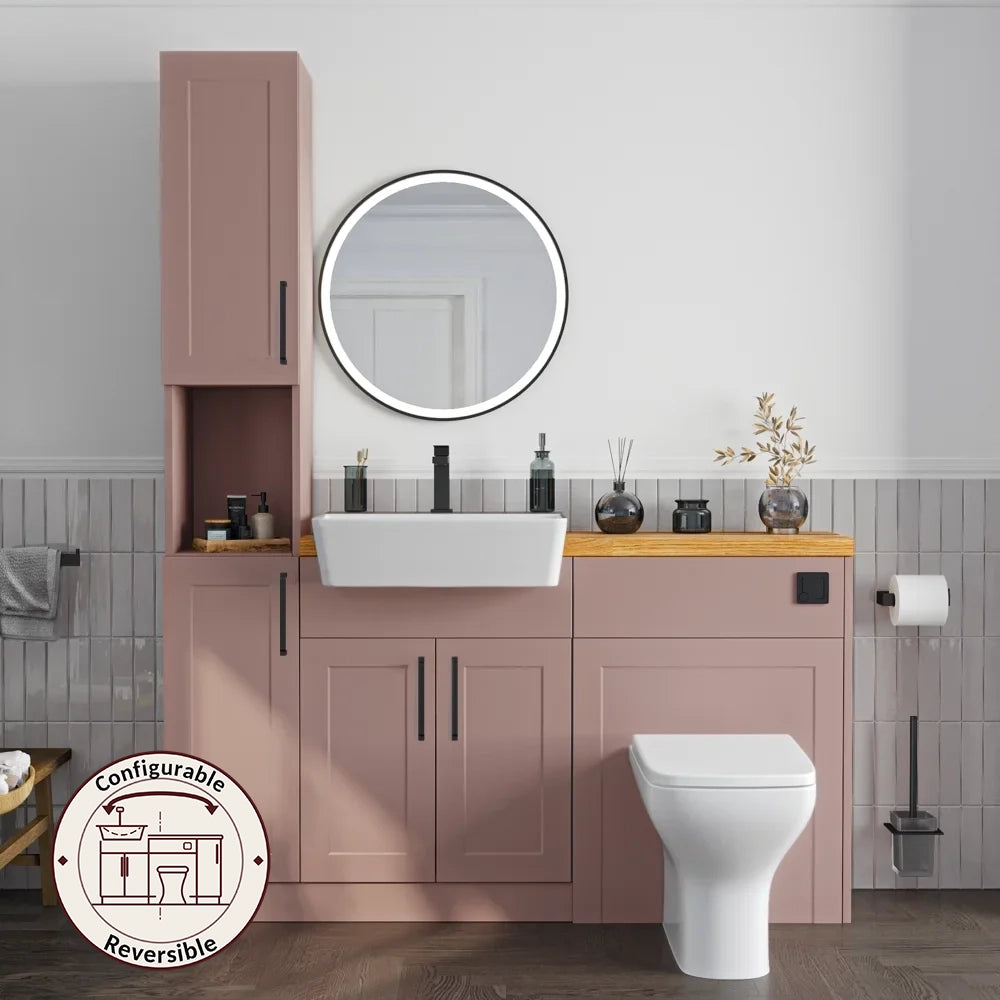 Oliver Pink Shaker Fitted Furniture Combination with Tall Boy Storage