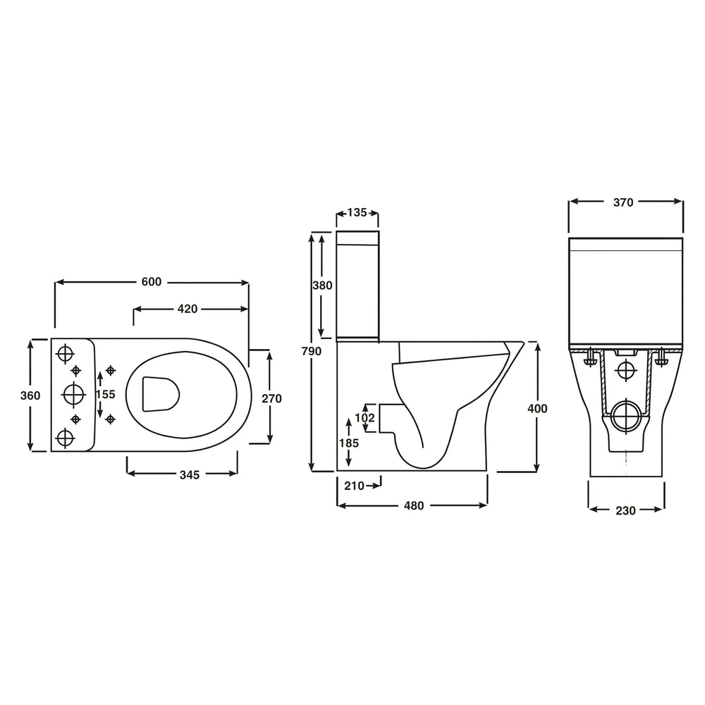 Resort Rimless Closed Couple Toilet
