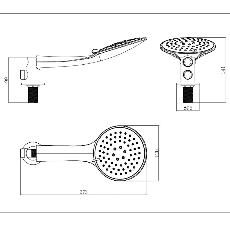 Round Handset & Concealed Inlet Multi-Function Tweed