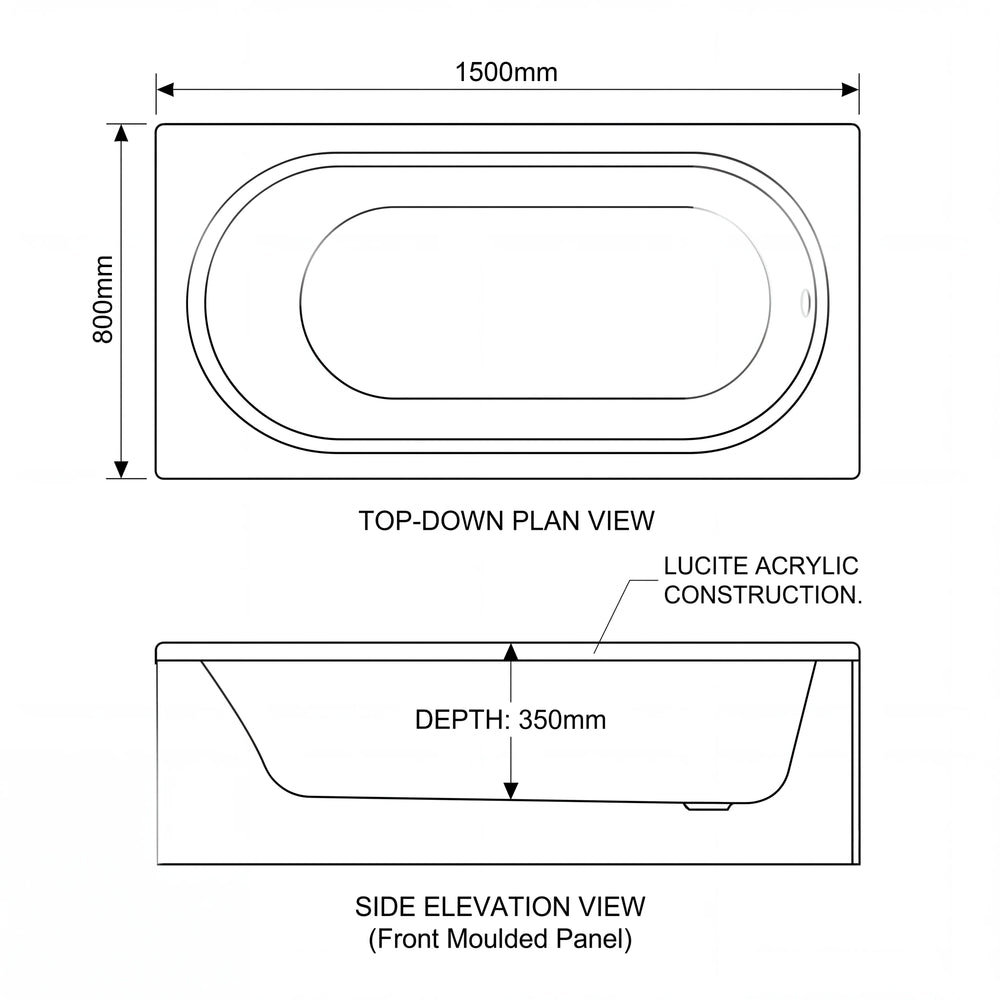1500 x 800mm Single Ended Bath Petite
