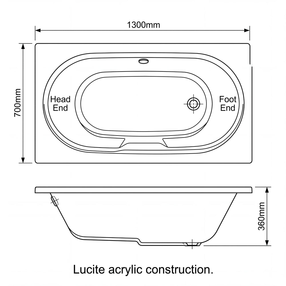 1200 x 700mm Single Ended Bath Petite