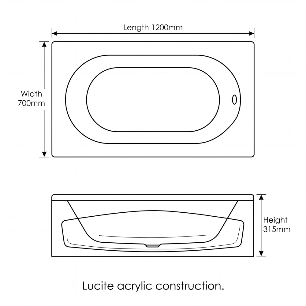 1200 x 700mm Single Ended Bath Petite