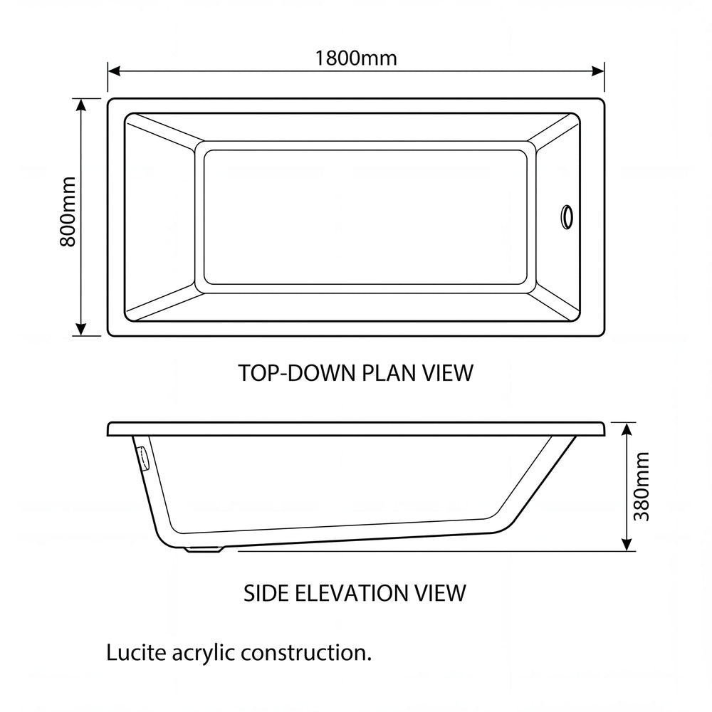 1800 x 800mm Single Ended Bath Slim