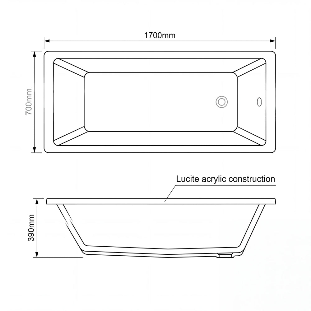 1700 x 700mm Single Ended Bath Slim