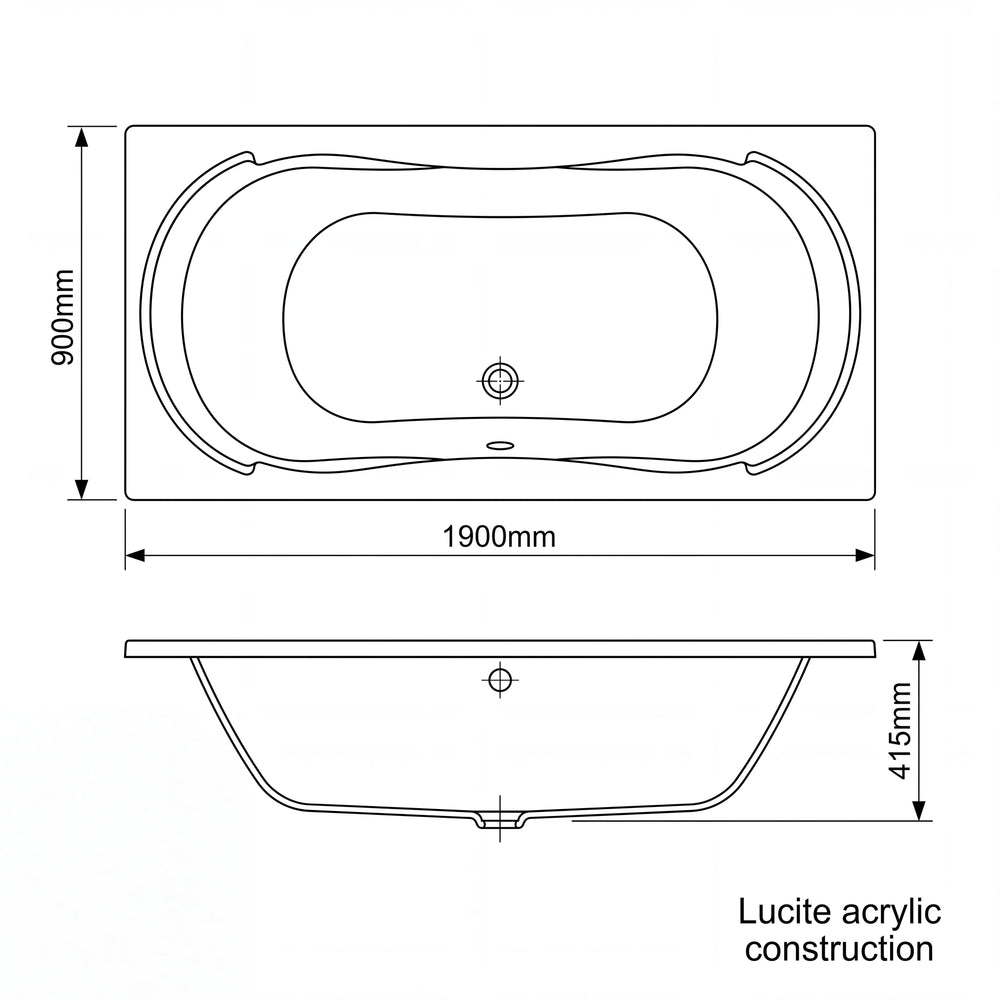 1900 x 900mm Double Ended Bath Strata Duo