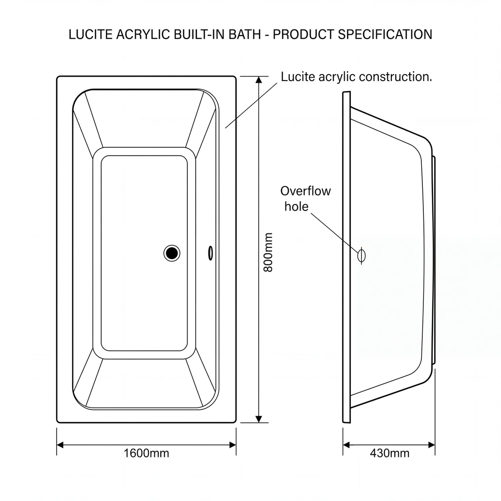 1600 x 800mm Double Ended Bath Vernwy