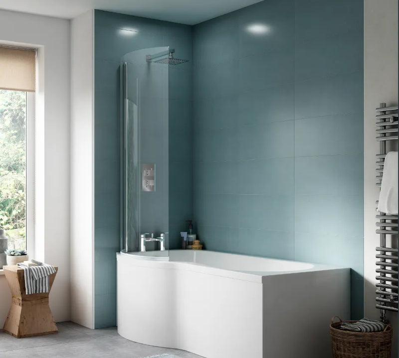 1500 White P Shaped Left Hand Bath