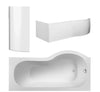 1500 White P Shaped Left Hand Bath