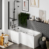 L shaped Bath Screen with Rail Radiant