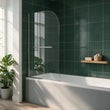1400 x 800 x 6mm D-Shaped Bath Screen with Rail Radiant