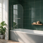 1400 x 800 x 6mm D-Shaped Bath Screen with Rail Radiant