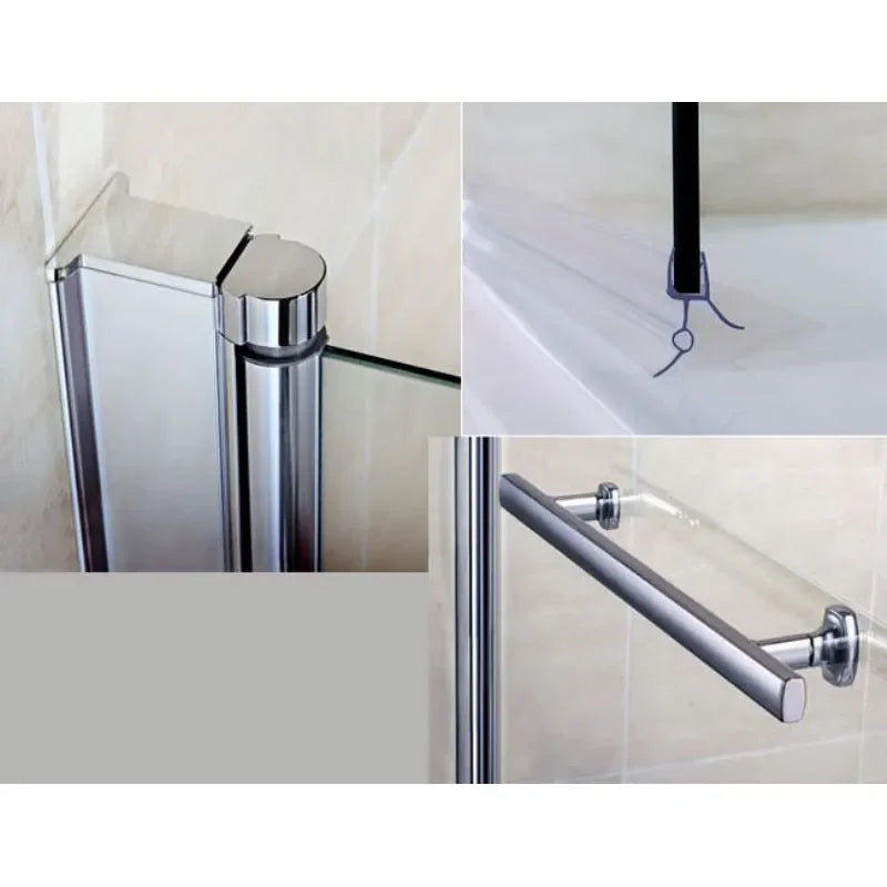 1400 x 800 x 6mm D-Shaped Bath Screen with Rail Radiant