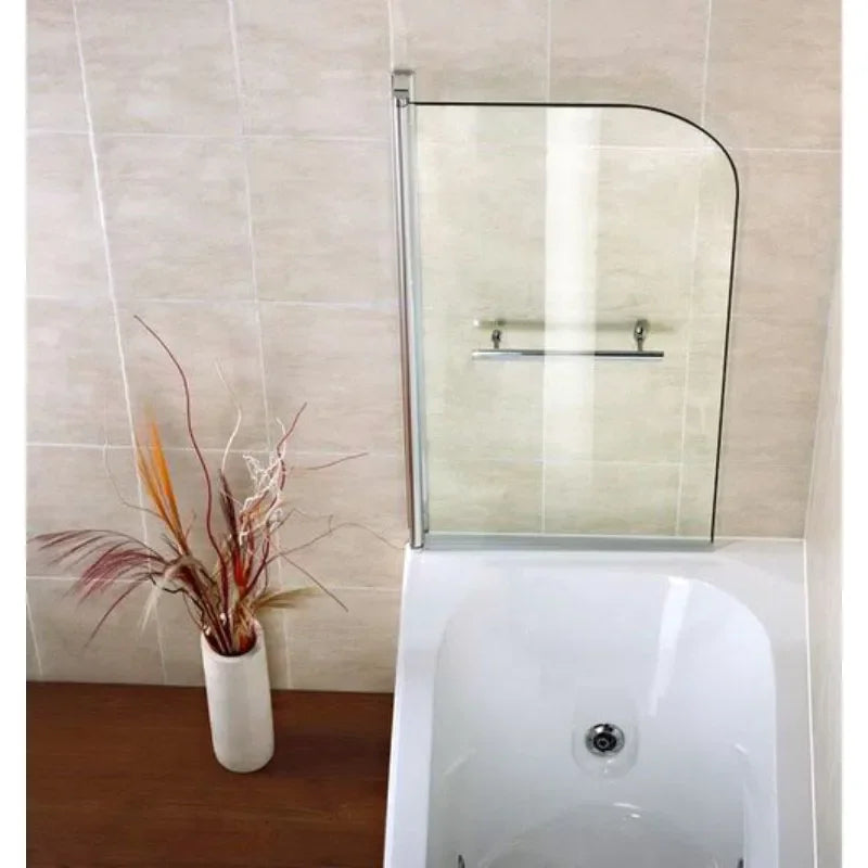 1400 x 800 x 6mm D-Shaped Bath Screen with Rail Radiant