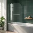 1400 x 300 x 700 D-Shaped Bath Screen, Inline Panel & Rail Radiant