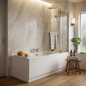 1400mm Square Bath Screen, Inline Panel & Rail Radiant