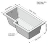 1500/1700 x 700mm L Shaped Shower Bath