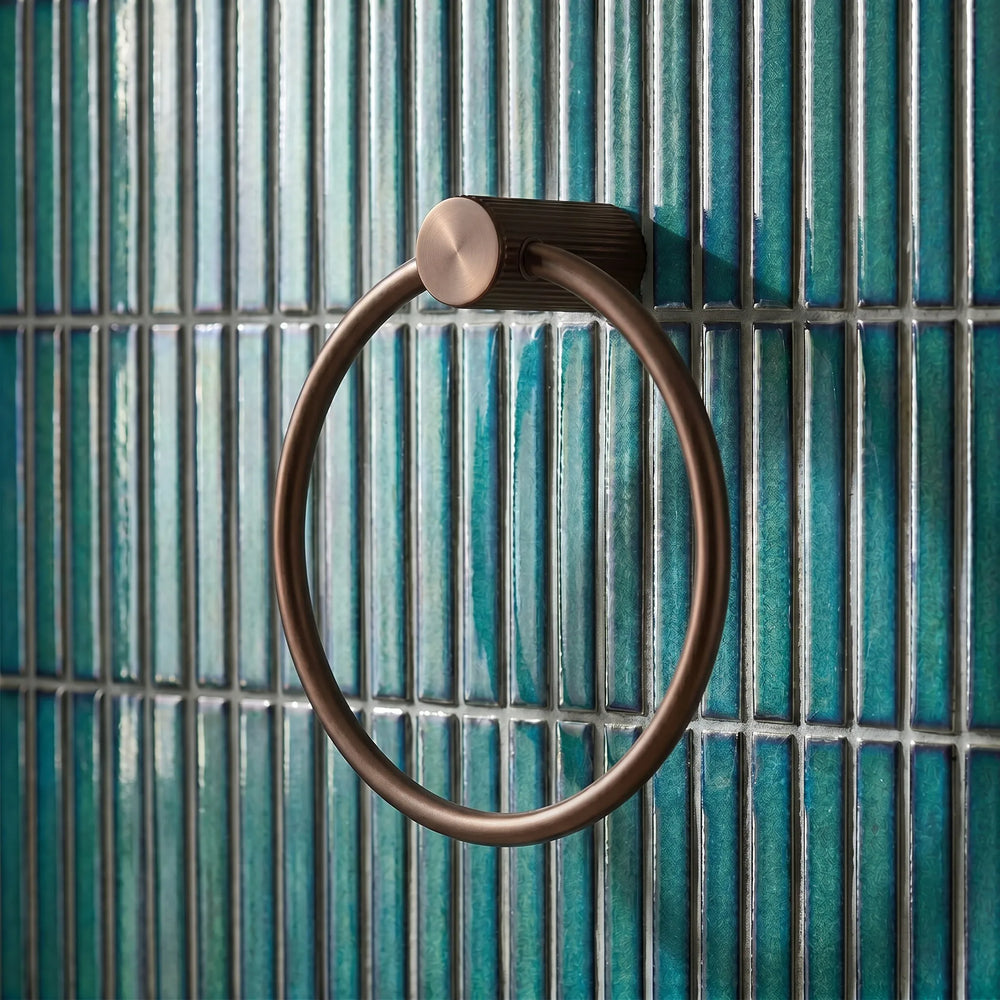 Fluted Brushed Bronze Towel Ring
