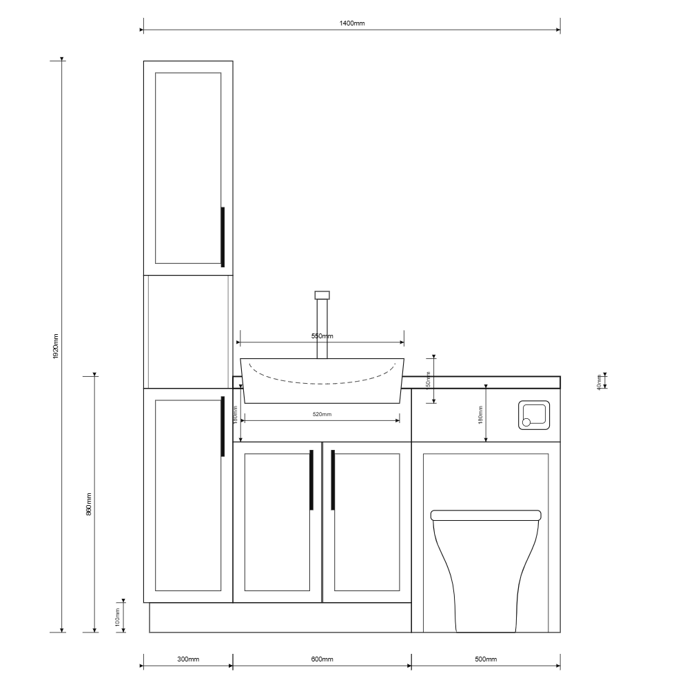 Oliver Grey Slim Shaker Fitted Furniture Combination with Tall Boy Storage