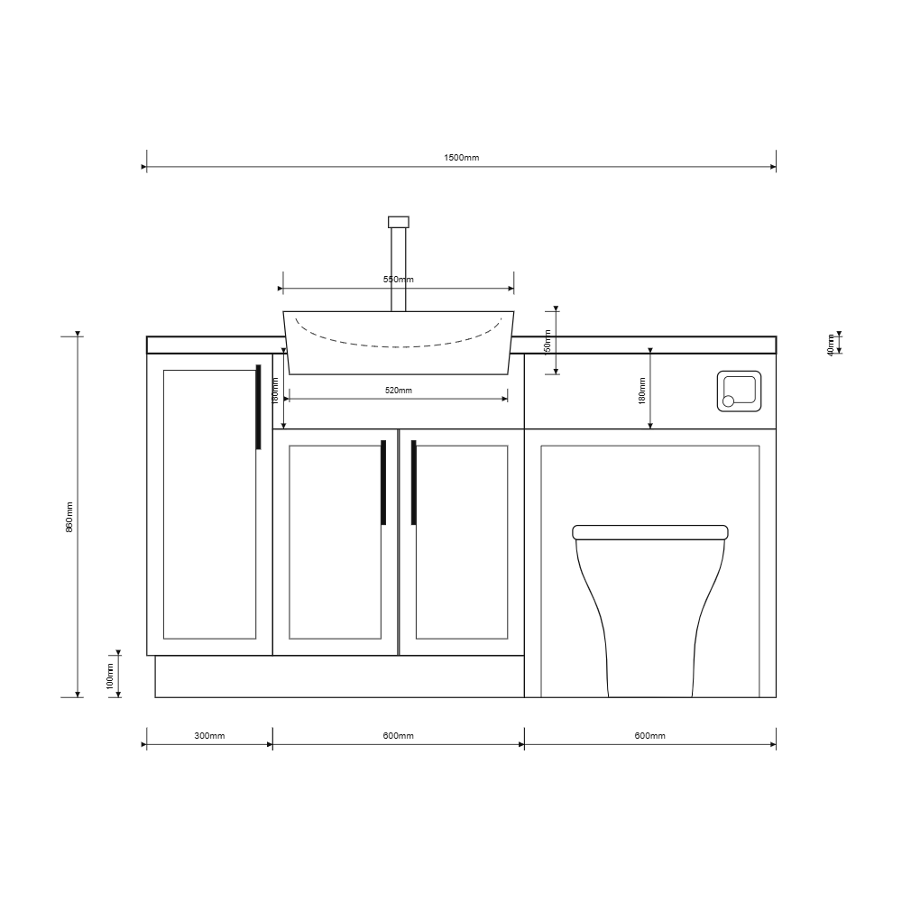 Oliver Grey Slim Shaker Fitted Furniture Combination