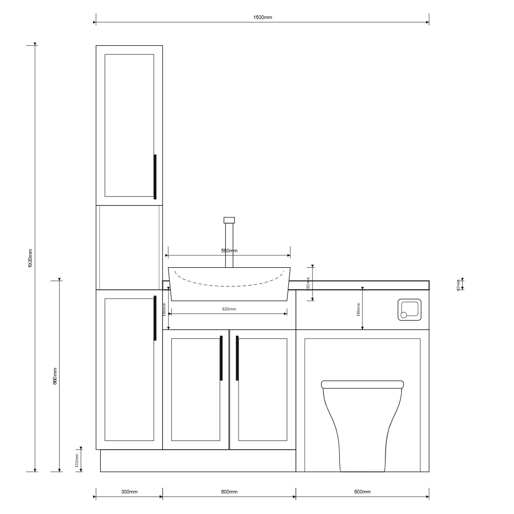 Oliver Grey Slim Shaker Fitted Furniture Combination with Tall Boy Storage