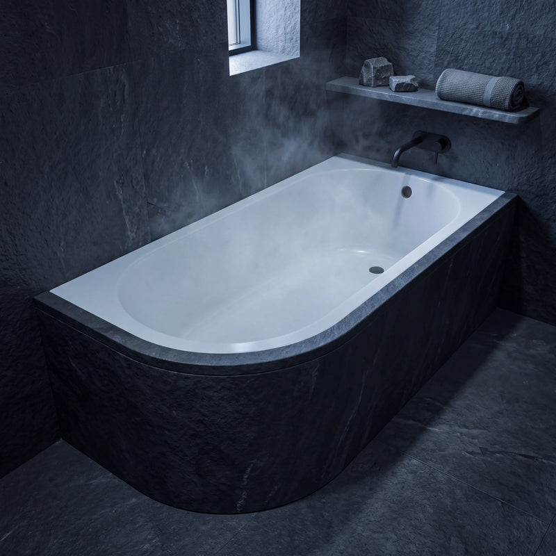 1700 x 750mm J Shaped Curved Rectangular Bath