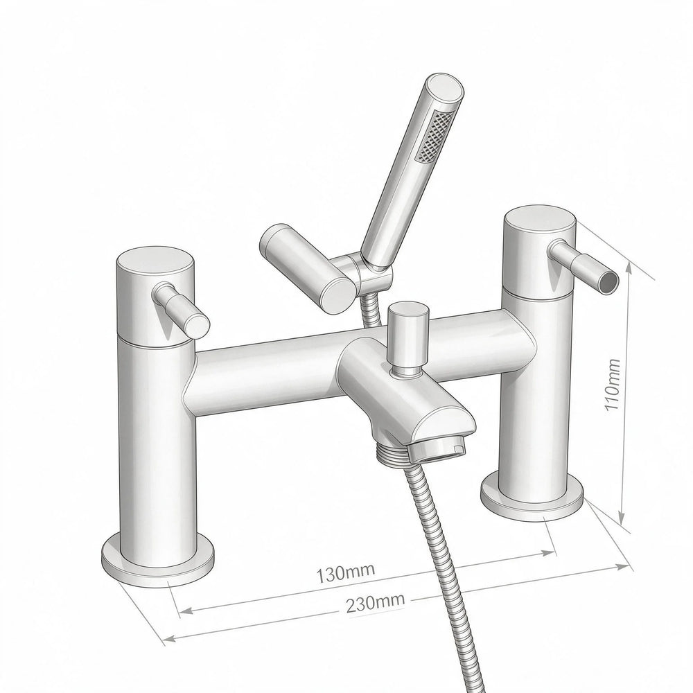Bath Shower Mixer Tap with Handset & Hose Ark