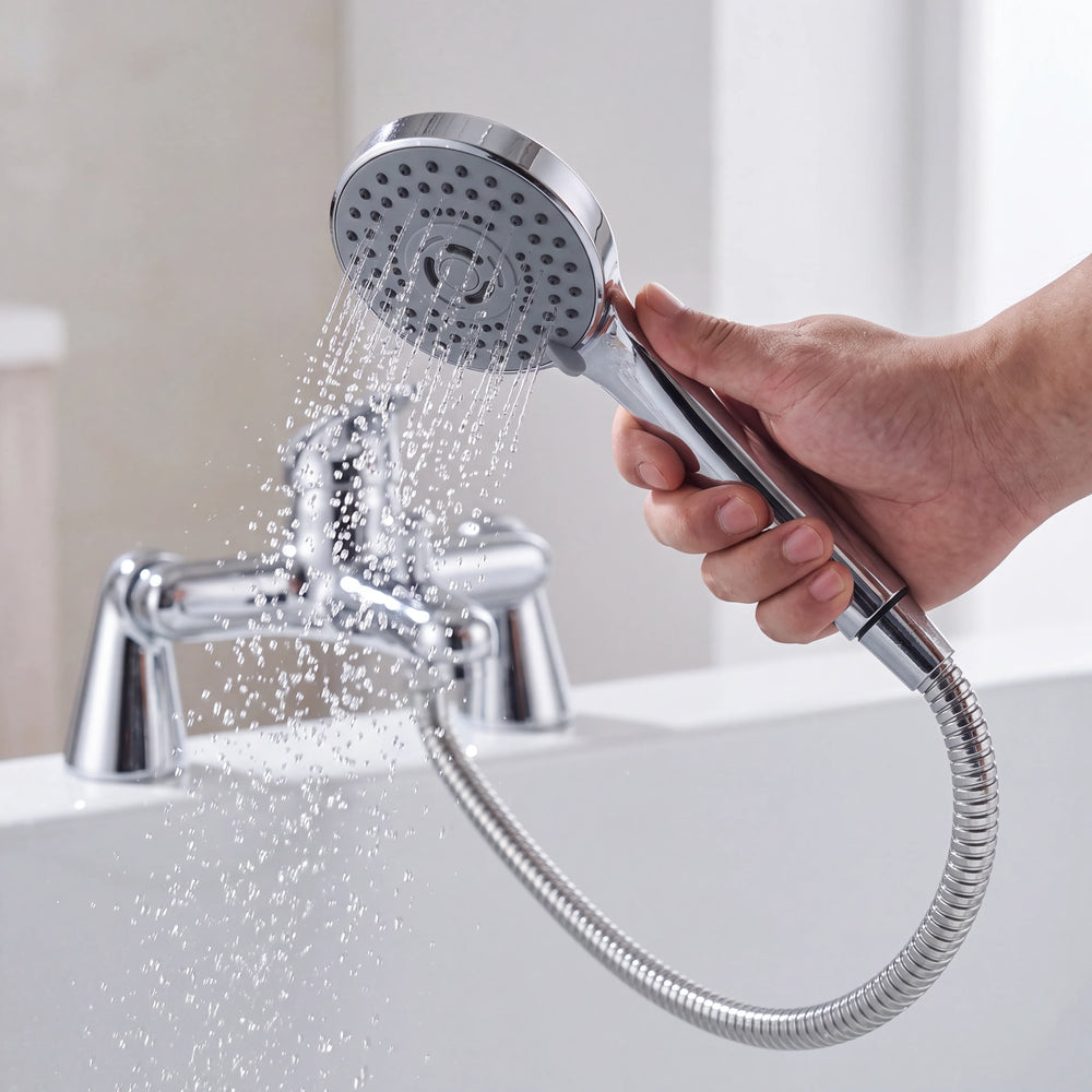 Bath Shower Mixer Tap with Handset & Hose Poma