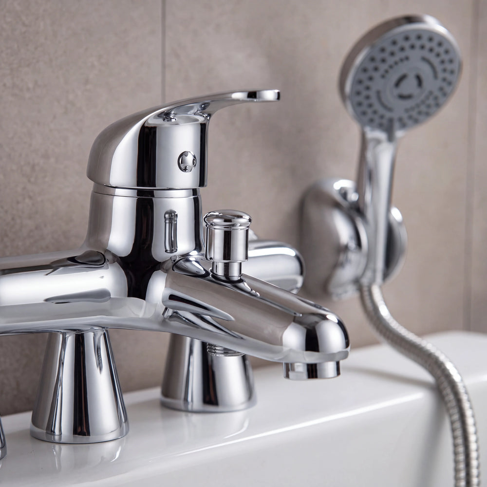 Bath Shower Mixer Tap with Handset & Hose Poma