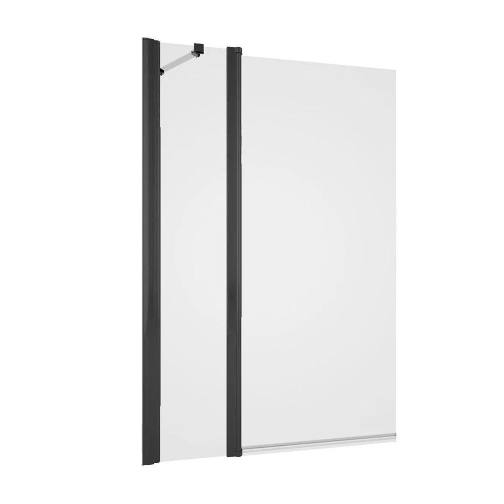 Messina double panel rectangular bath screen - Matt Black