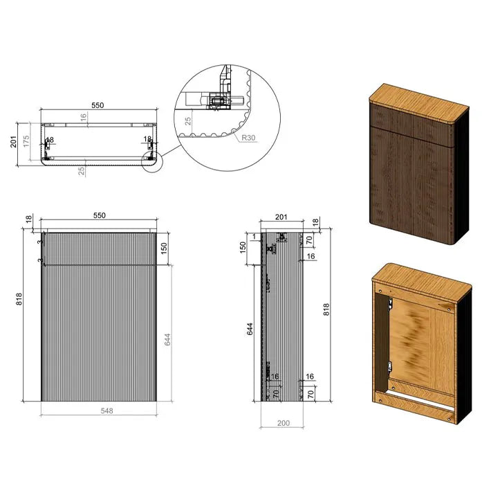Wabi 550mm WC Unit Walnut