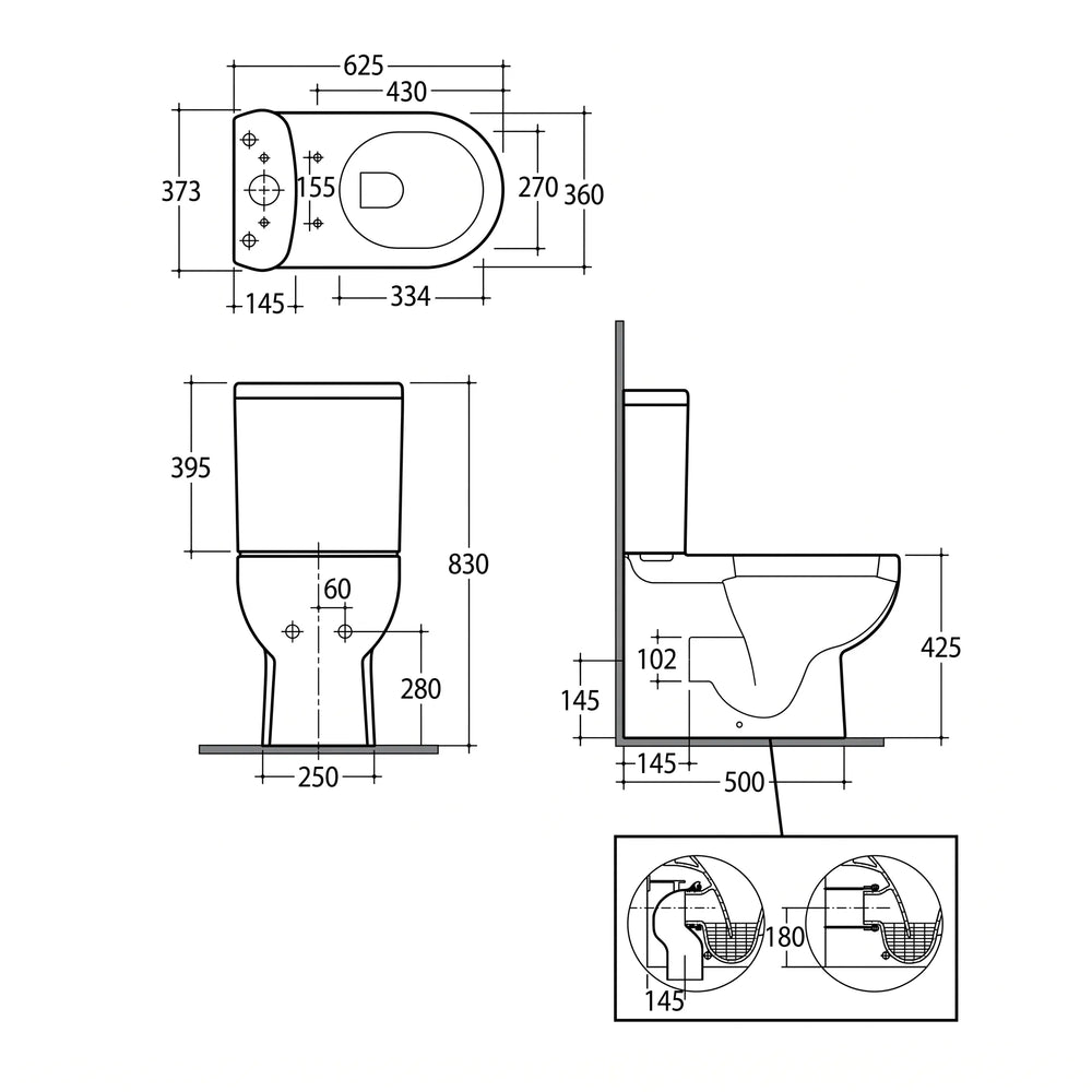 Tonik Close Coupled Closed Back Toilet