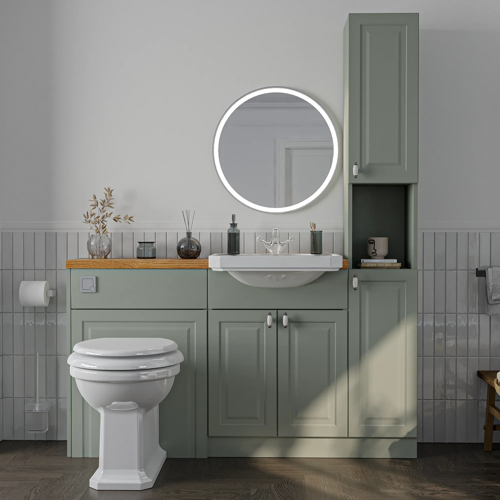 Oliver Traditional Sage Green Fitted Furniture Combination with Tall Boy Storage