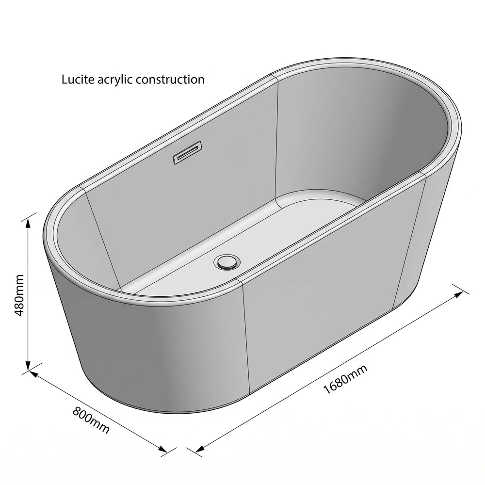 1680 x 800mm Freestanding Bath Verone