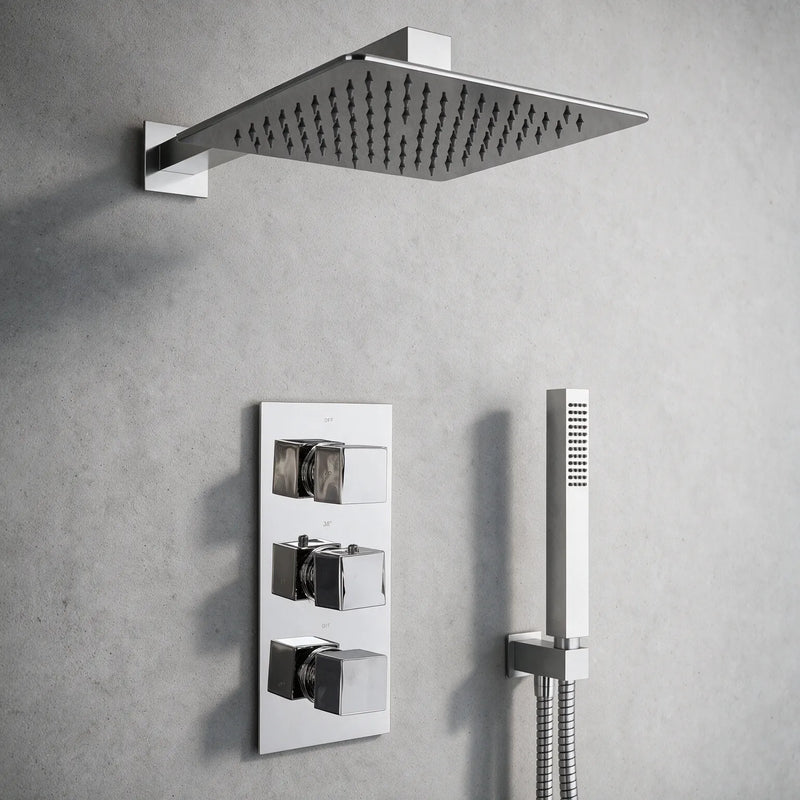 Square Shower Valve Triple 3-Way 38 Stop Ribble