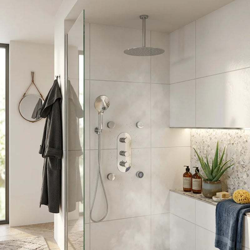 Round Shower Valve Triple 3-Way 38 Stop Tweed