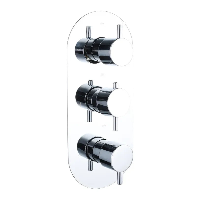 Round Shower Valve Triple 3-Way 38 Stop Tweed