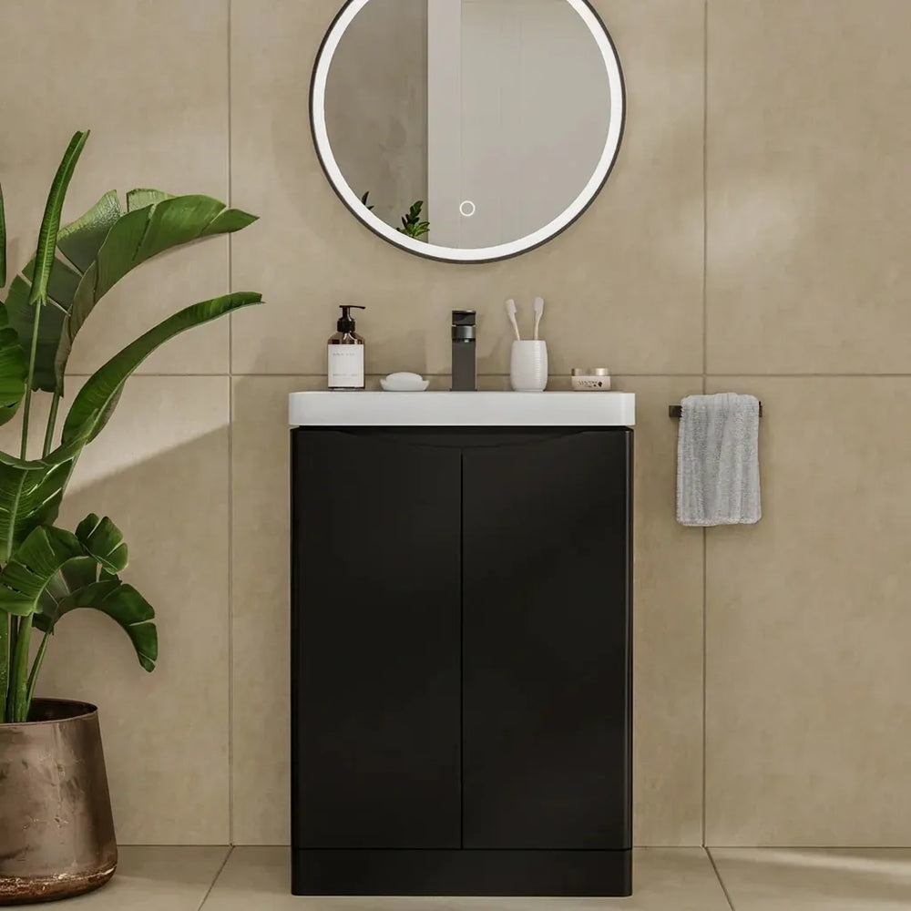 Zentro 600mm Floorstanding Black Vanity Unit