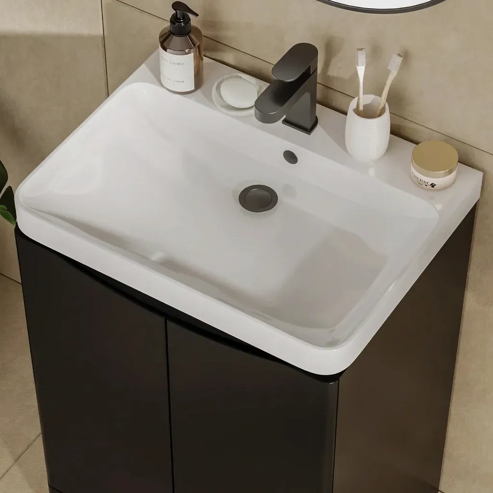 Zentro 600mm Floorstanding Black Vanity Unit