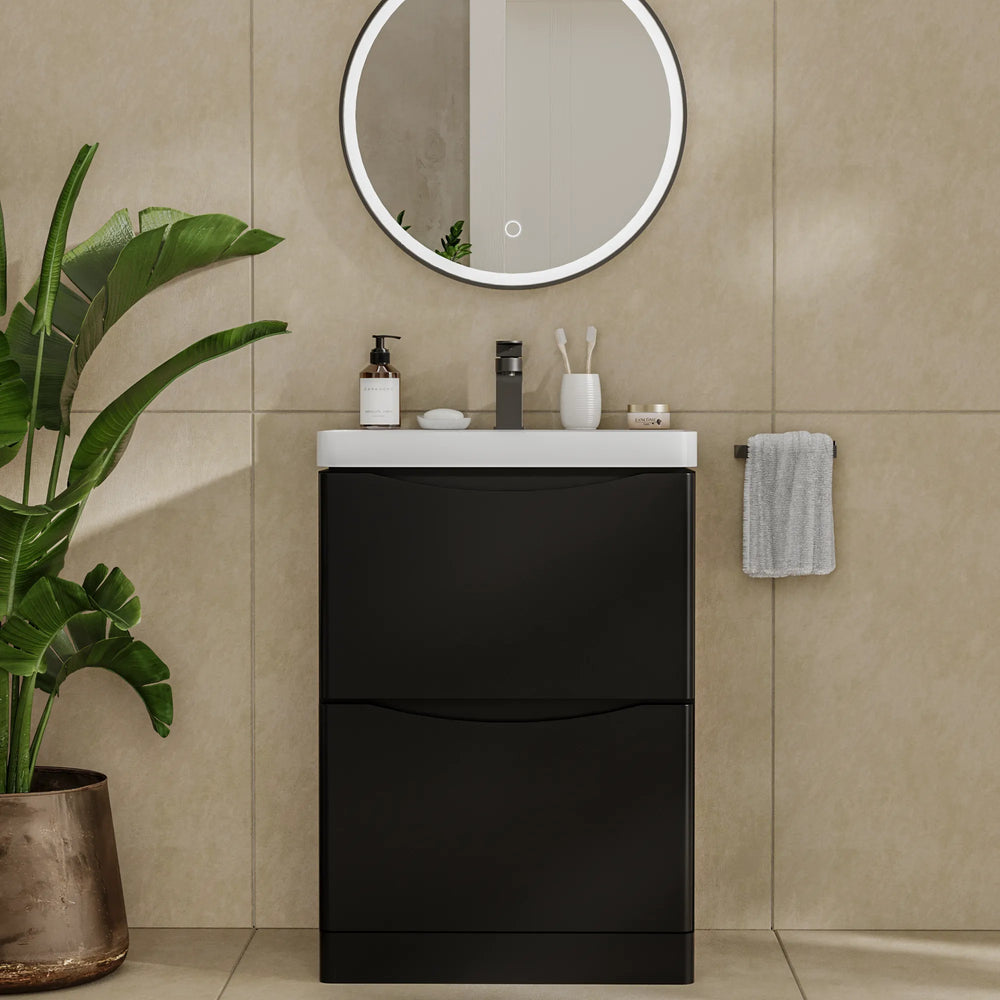 Zentro 600mm Floorstanding Black Vanity Unit