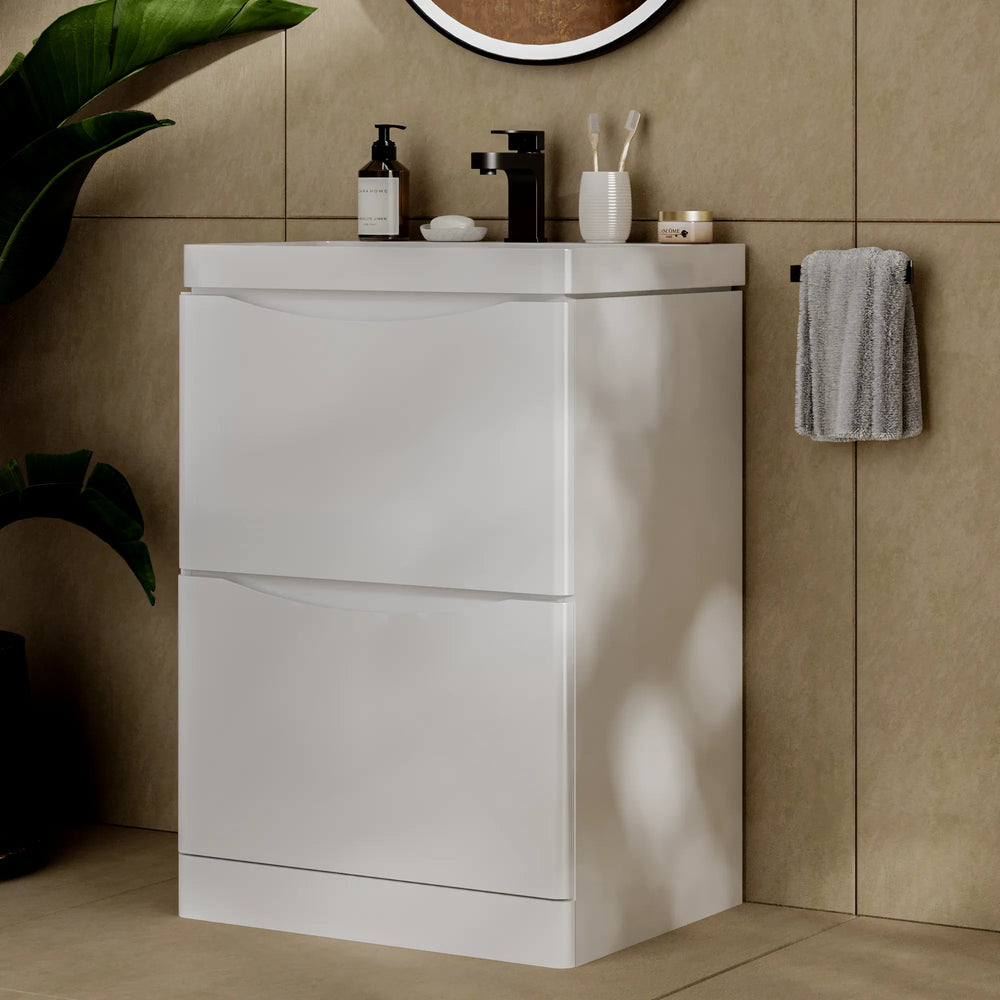 Zentro 600mm Floorstanding White Vanity Unit