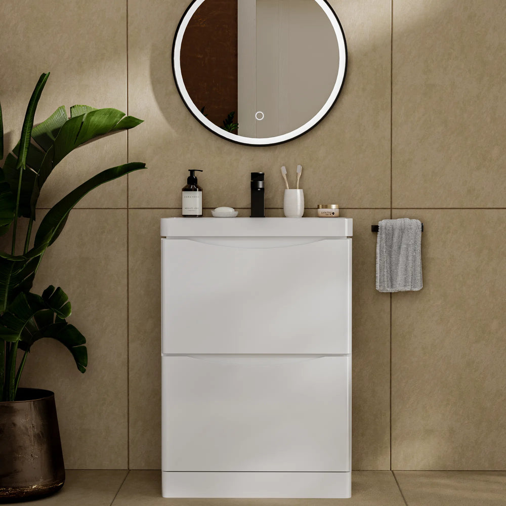 Zentro 600mm Floorstanding White Vanity Unit