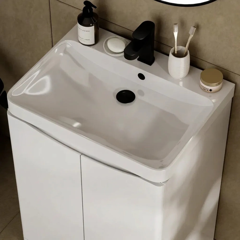 Zentro 600mm Floorstanding White Vanity Unit