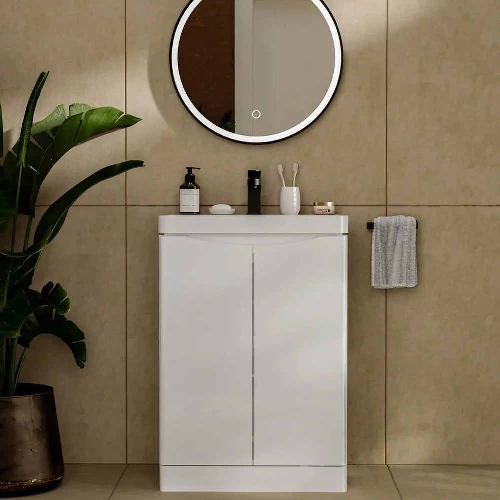 Zentro 600mm Floorstanding White Vanity Unit