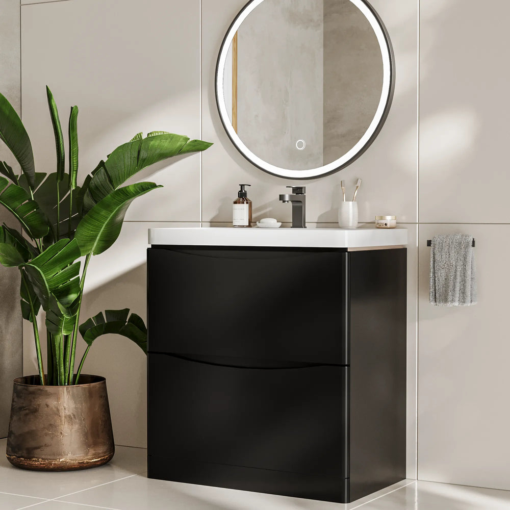 Zentro 800mm Floorstanding Black Vanity Unit