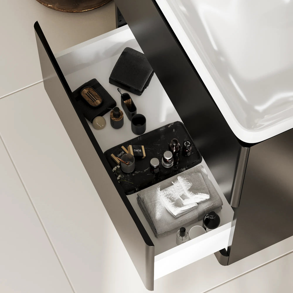 Zentro 800mm Floorstanding Black Vanity Unit