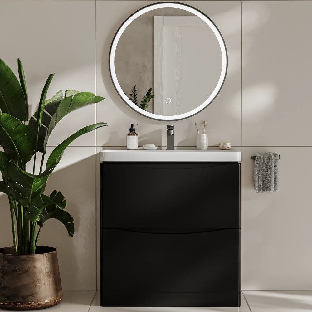 Zentro 800mm Floorstanding Black Vanity Unit