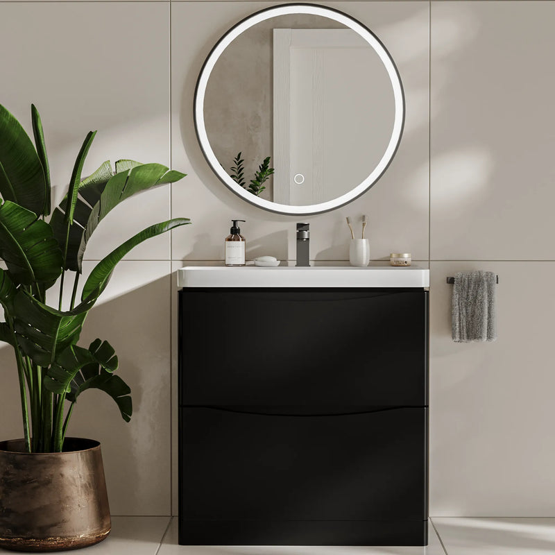 Zentro 800mm Floorstanding Black Vanity Unit